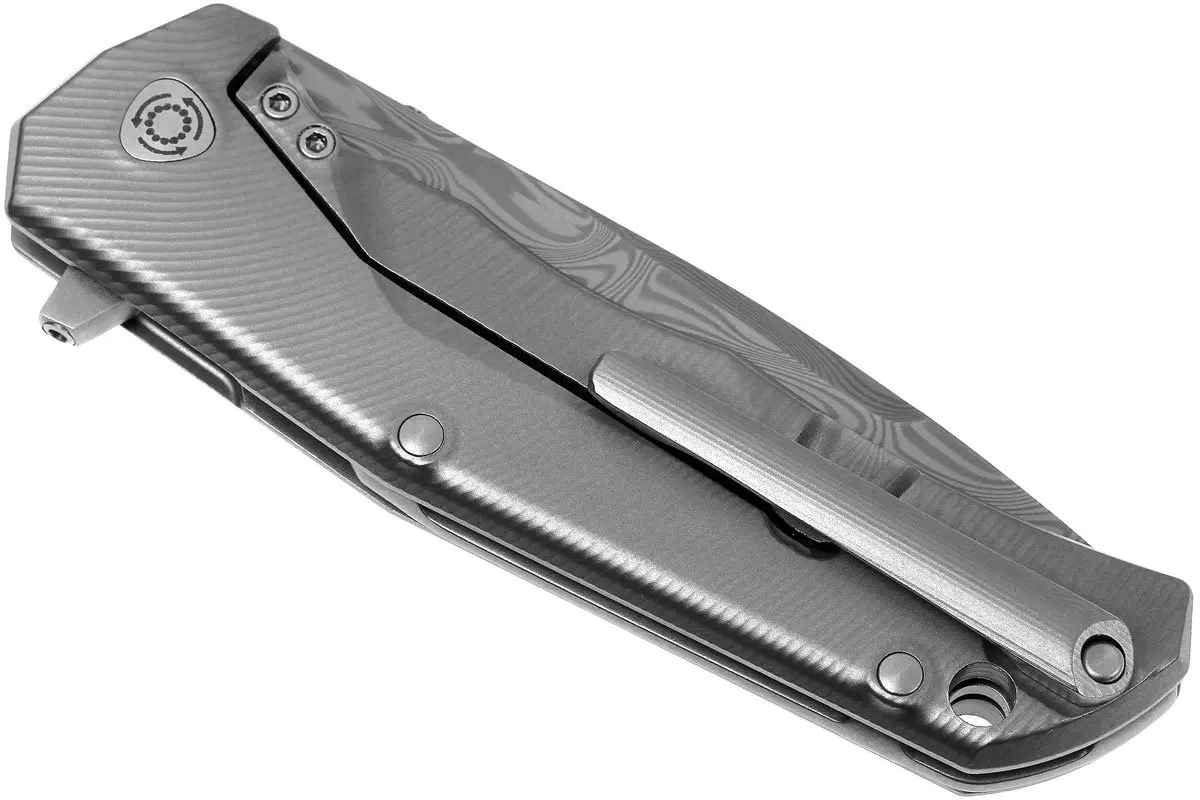 تاپ نایف چاقو تاشو لاین استیل مدل LionSteel TRE DT GY Titanium Thor damast