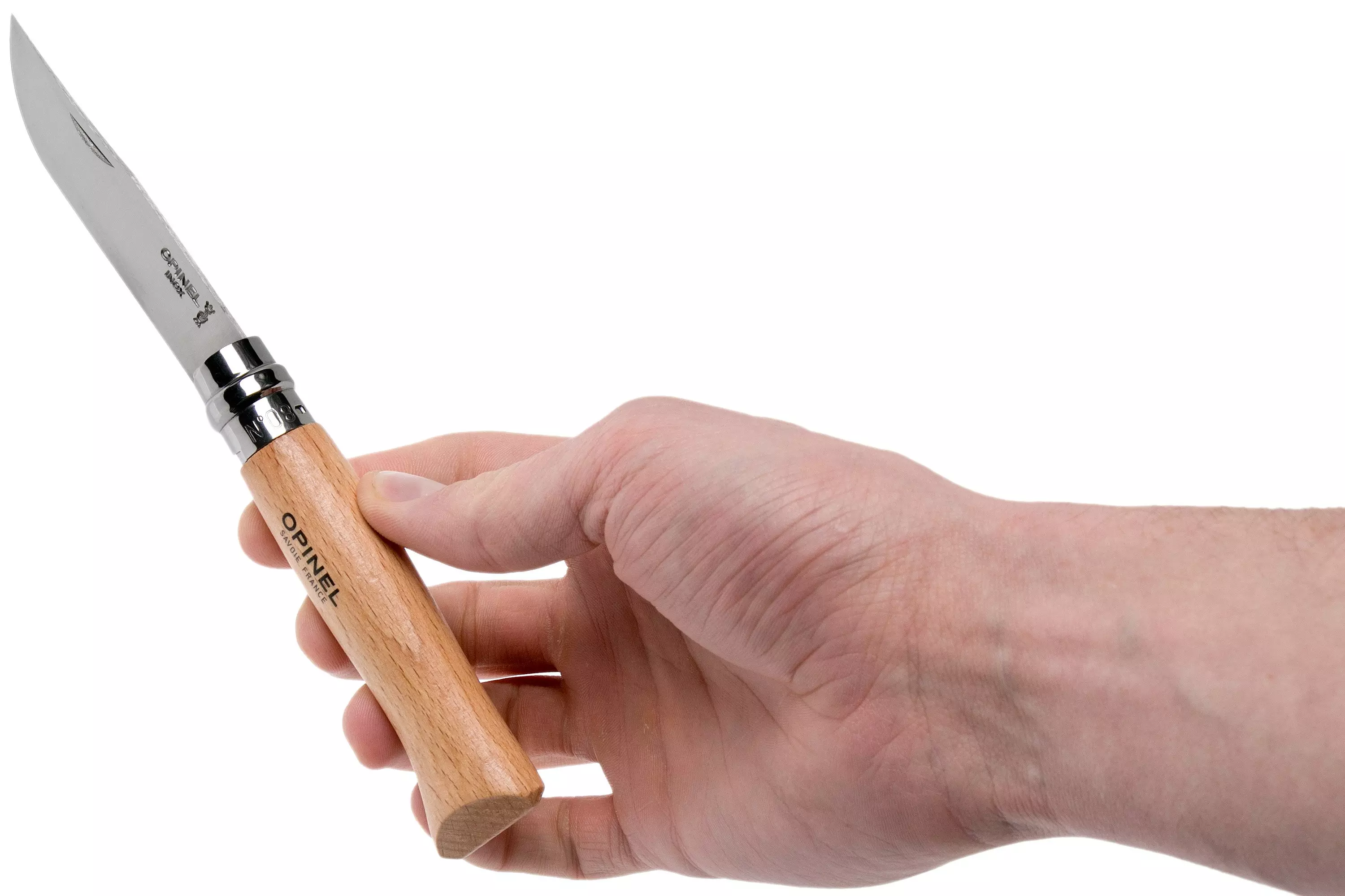 تاپ نایف چاقو تاشو اوپینل شماره 8 با غلاف چرمی مدل Opinel knife No. 8 Classic,leather sheath