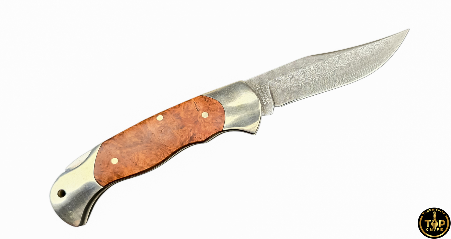 تاپ نایف چاقو کلکسیونی بوکر مدل Damast Scout Amboina 300 Lagen