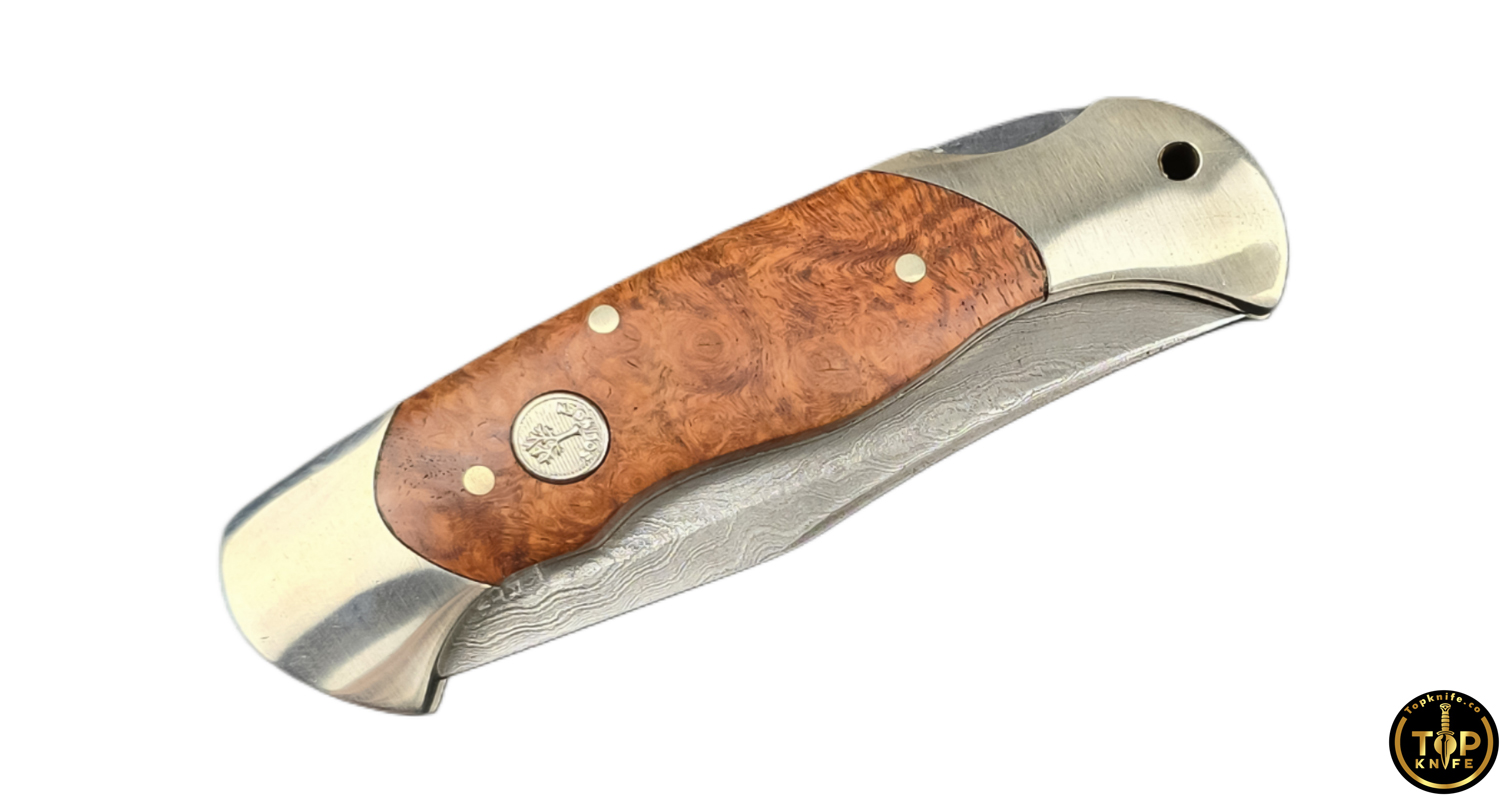 تاپ نایف چاقو کلکسیونی بوکر مدل Damast Scout Amboina 300 Lagen
