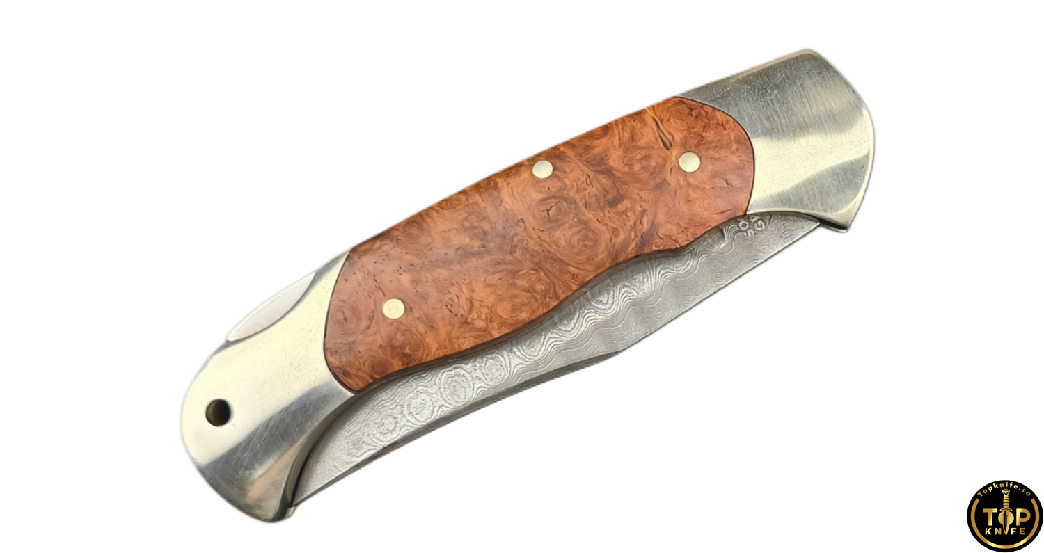 تاپ نایف چاقو کلکسیونی بوکر مدل Damast Scout Amboina 300 Lagen