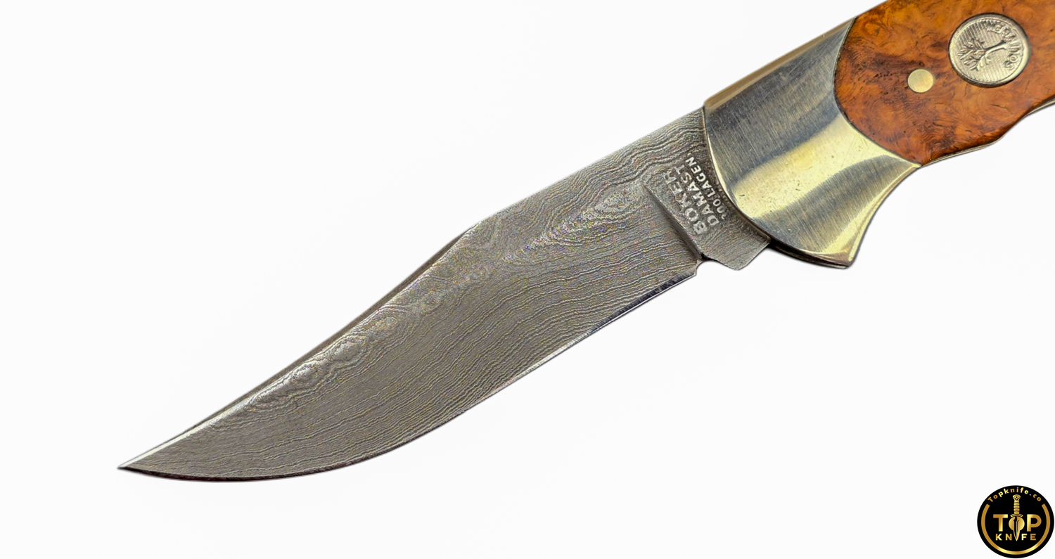تاپ نایف چاقو کلکسیونی بوکر مدل Damast Scout Amboina 300 Lagen